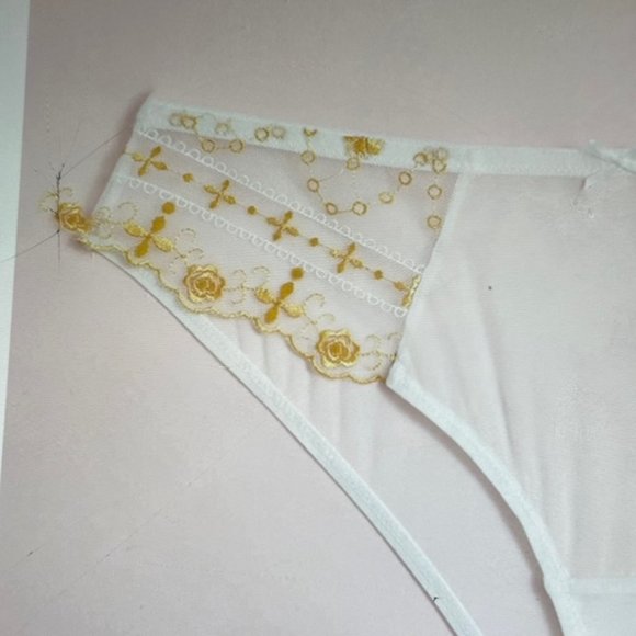 Brand New Embroidery Gold Laced & White Mesh Panty Various - Picture 5 of 6